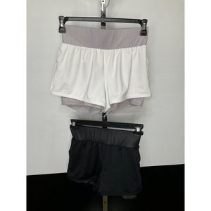 Lot of 2 / 2 Pairs Black/ White & Gray Fabletics Workout Shorts Womens Size Smal